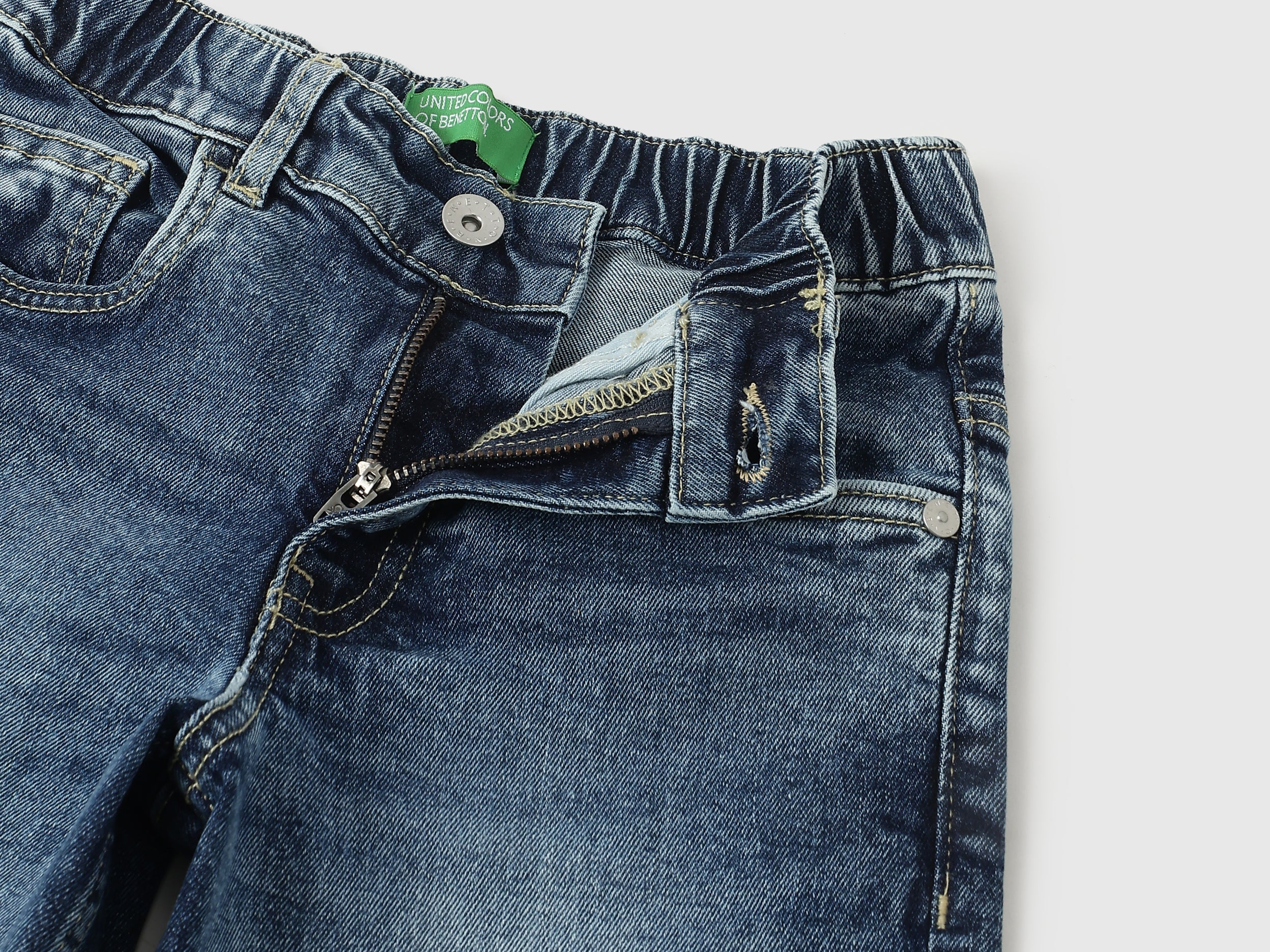 Boys Mid Wash Slouchy Fit Elasticated Denim