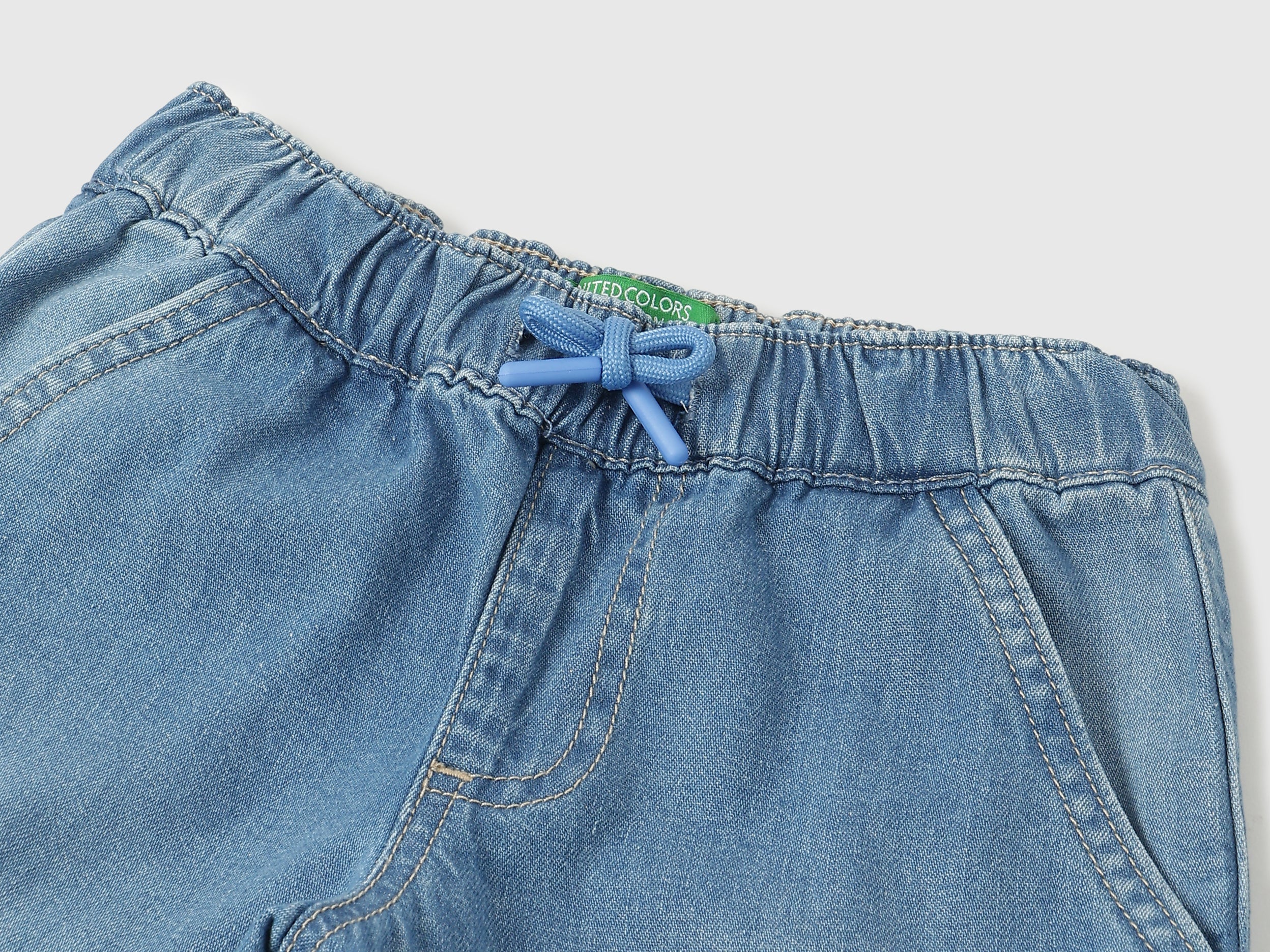 Boys Mid Wash Cotton Graffiti Cargo Denim Trousers