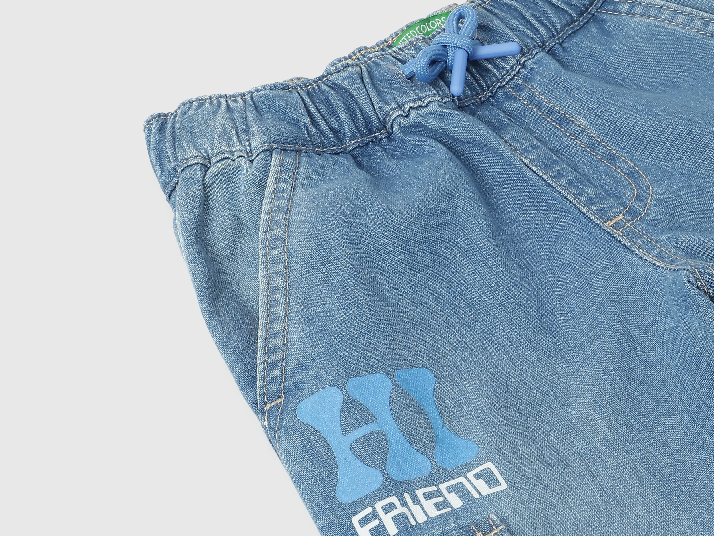 Boys Mid Wash Cotton Graffiti Cargo Denim Trousers