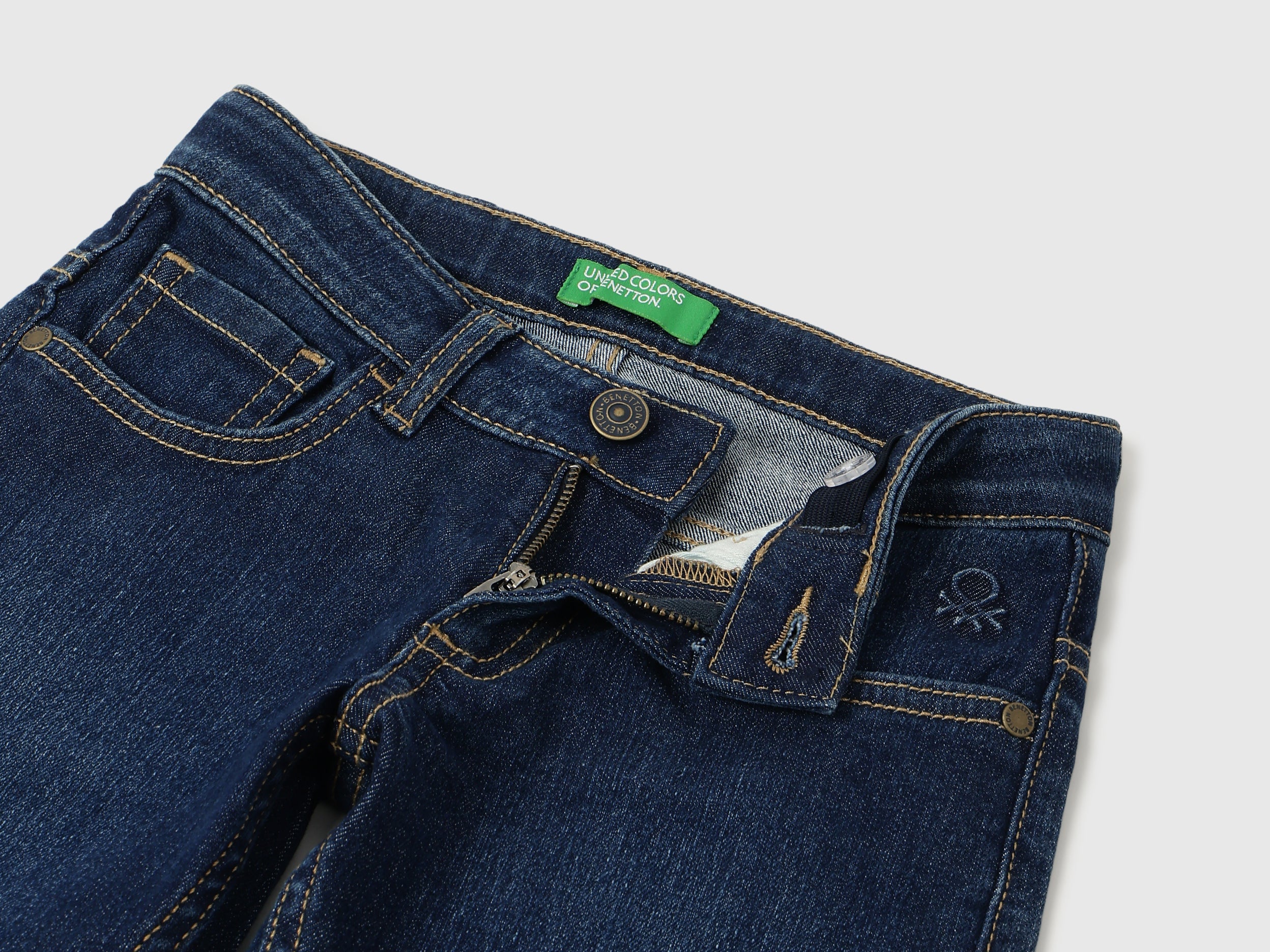 Boys Dark Wash Slim Fit Denim Jeans with Scraping