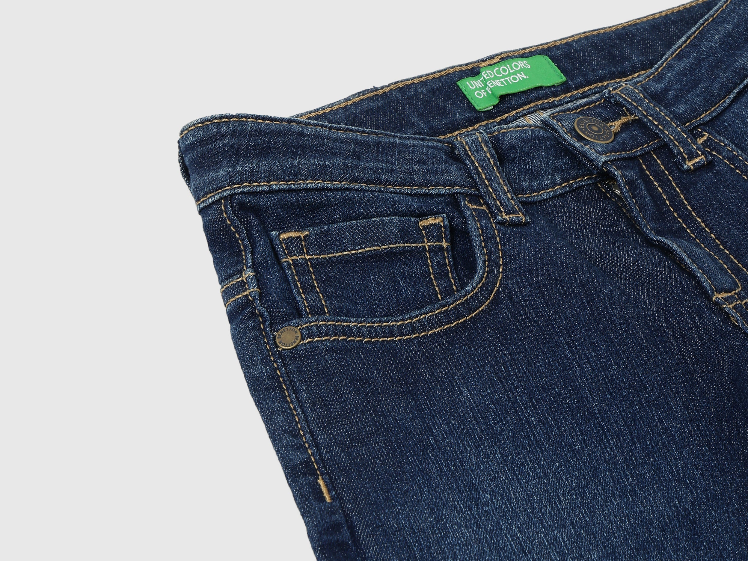 Boys Dark Wash Slim Fit Denim Jeans with Scraping