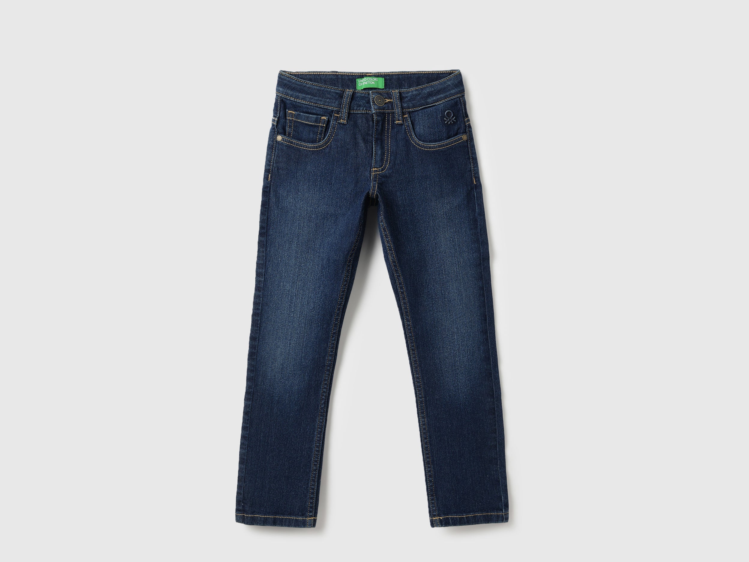 Boys Dark Wash Slim Fit Denim Jeans with Scraping