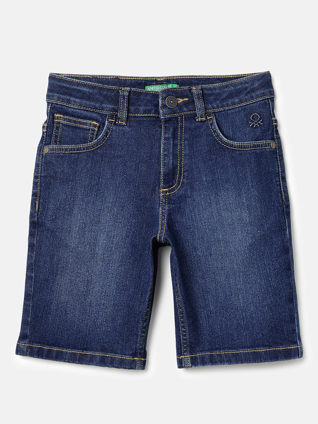 Boys Mid Wash Blue Denim Shorts – Regular Fit