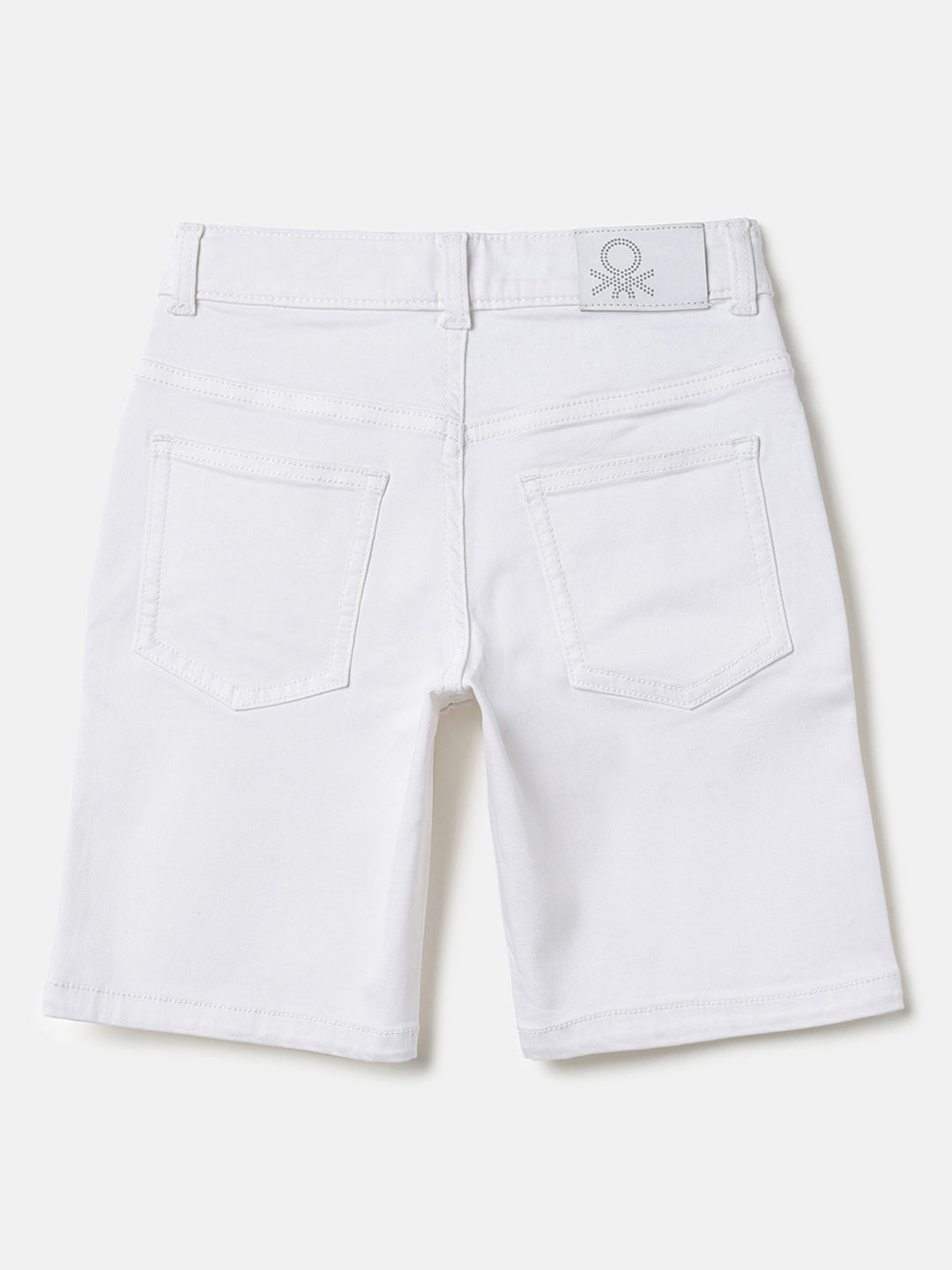 Boys White Regular Fit Cotton Blend Casual Shorts