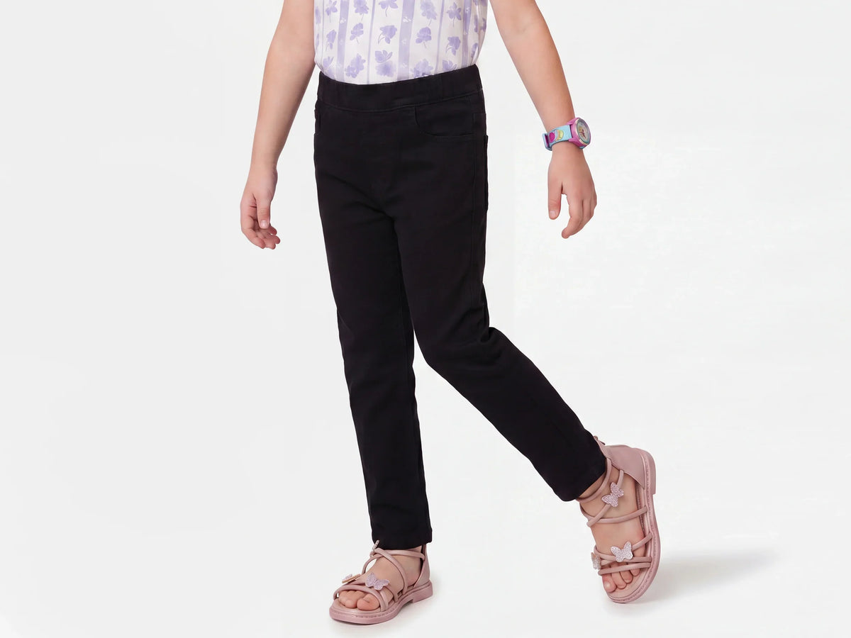 Girls Black Denim Trousers Classic