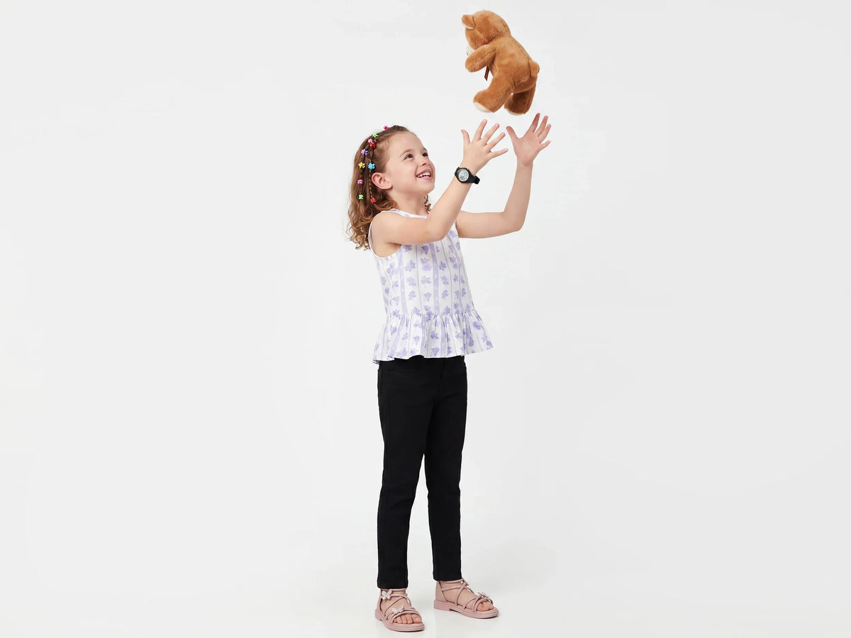 Girls Black Denim Trousers Classic