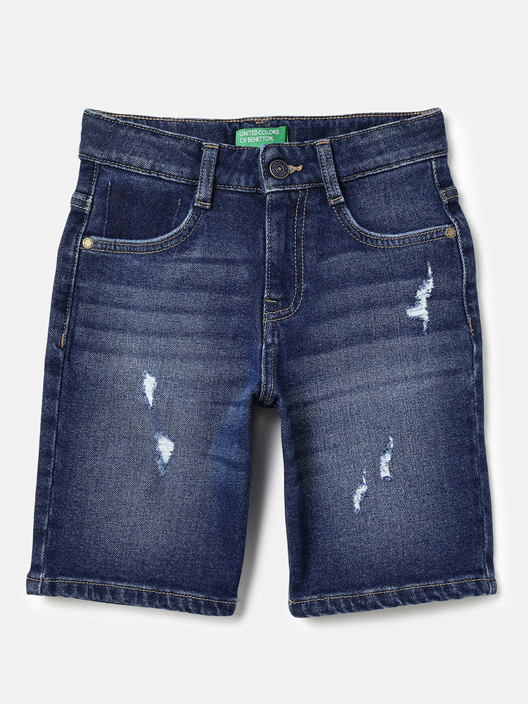 Boys Blue Regular Fit Cotton Stretch Gaming Print Casual Shorts