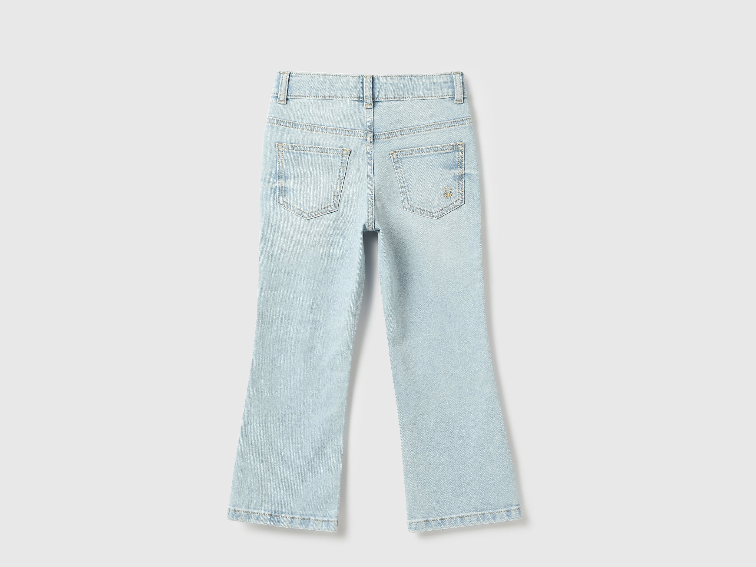 Girls Light Wash Bootcut Cotton Stretch Denim Trousers