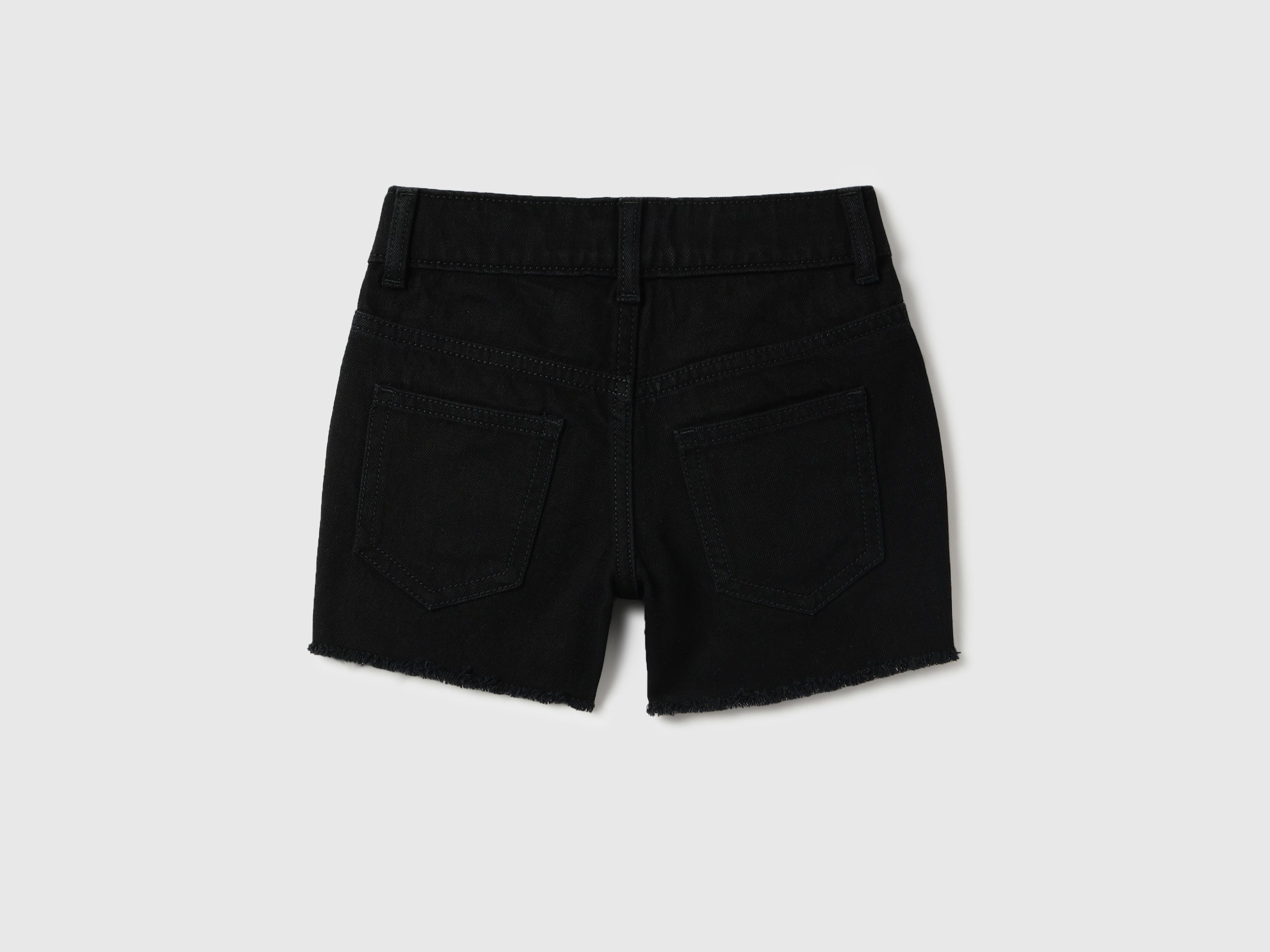 Girls Cotton Distressed Black Casual Shorts