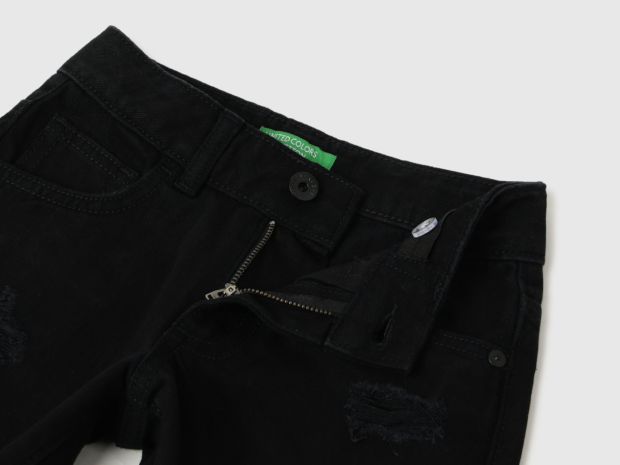 Girls Cotton Distressed Black Casual Shorts