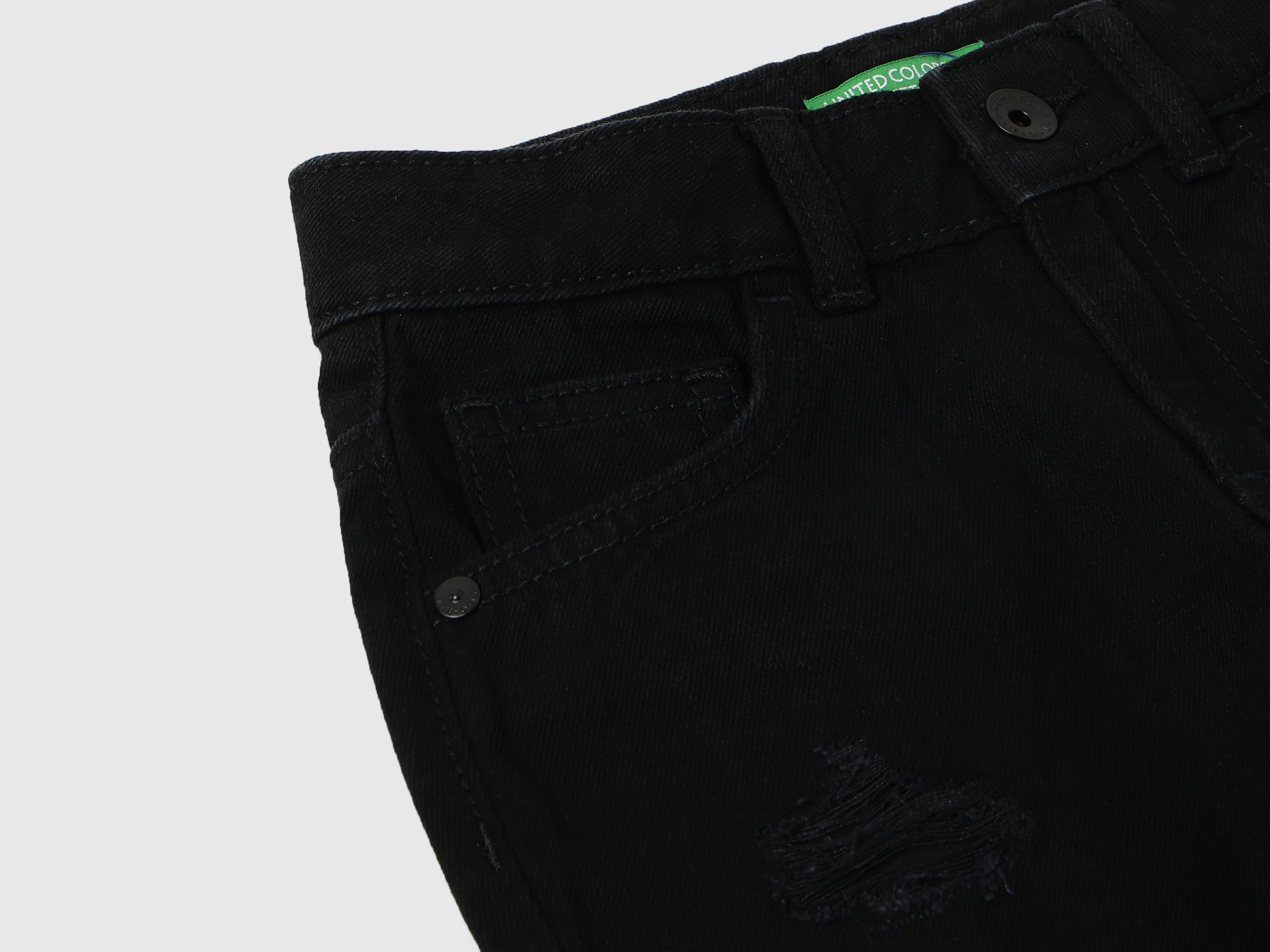 Girls Cotton Distressed Black Casual Shorts