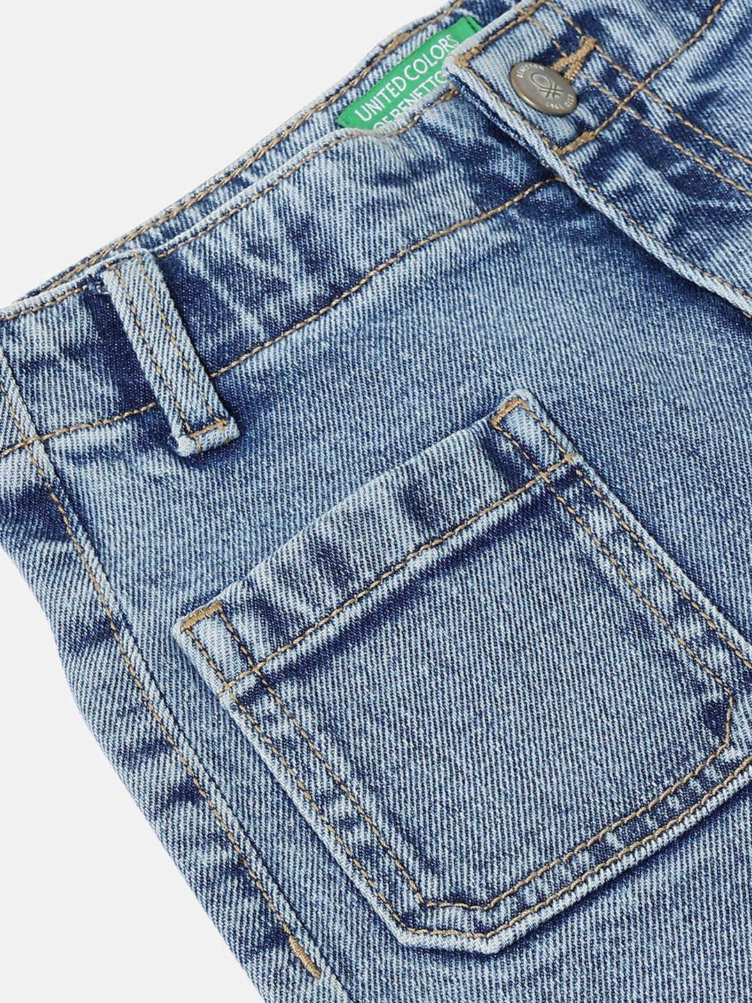 Girls Cotton Color-Block Culotte Denim Trousers