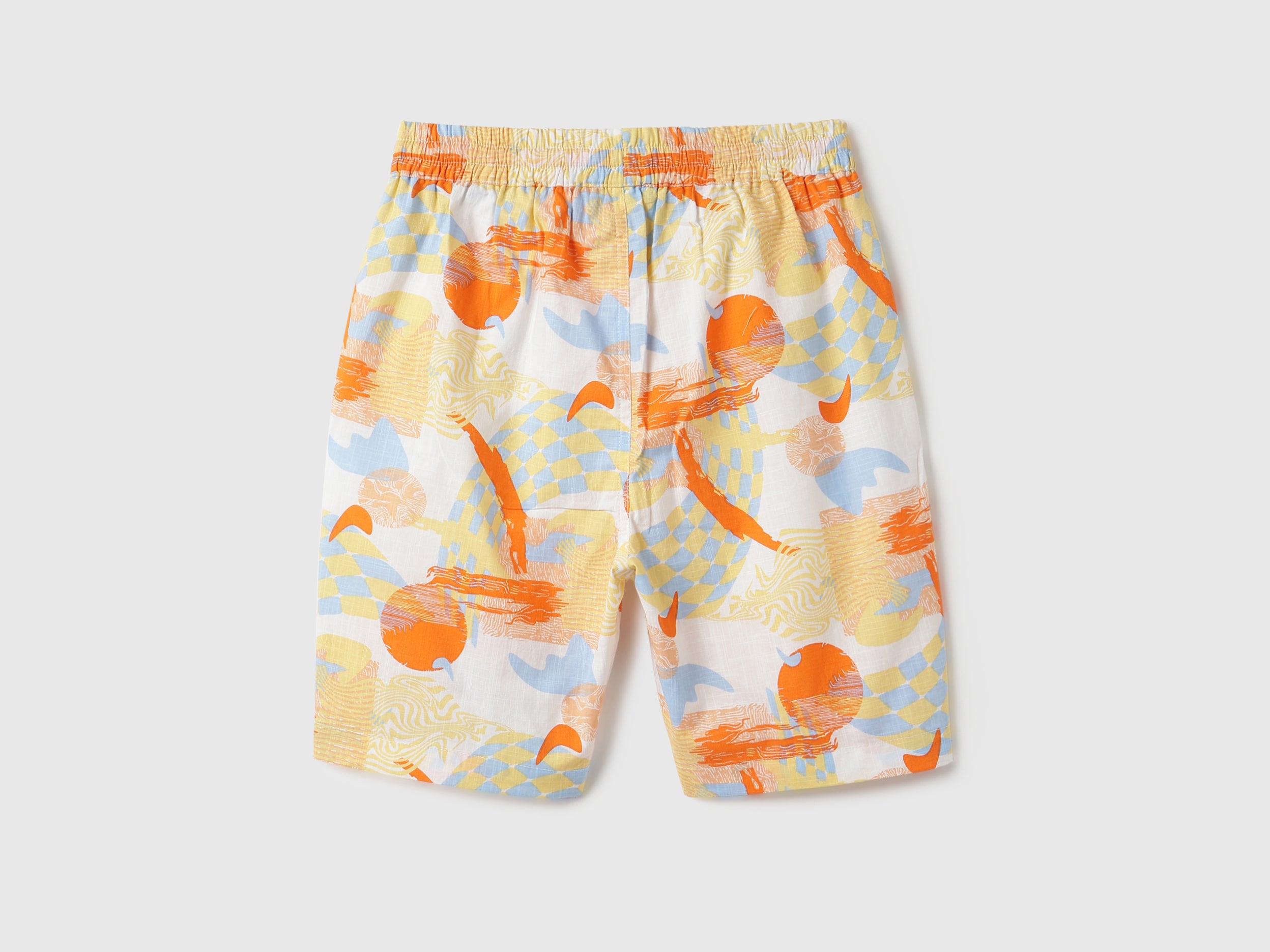 Boys Multi Orange Abstract Printed Cotton Shorts