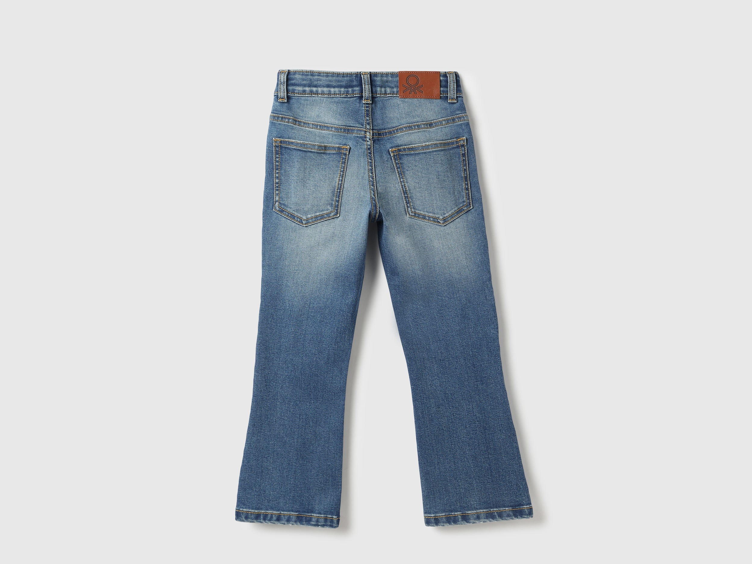 Boys Mid Blue Bootcut Denim with Distressed Detailing