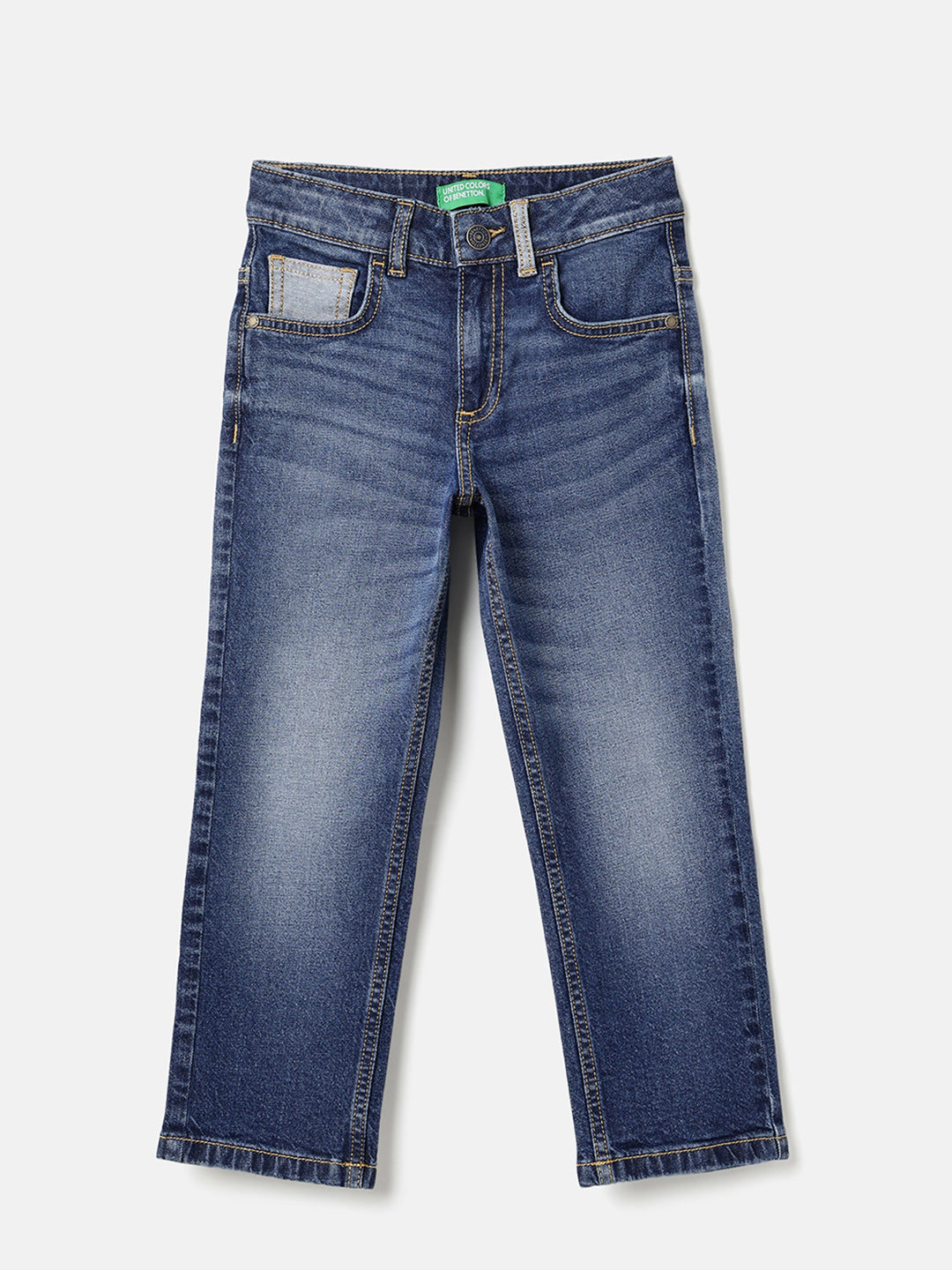 Boys Dark Blue Straight Fit Denim with Reverse Coin Pocket