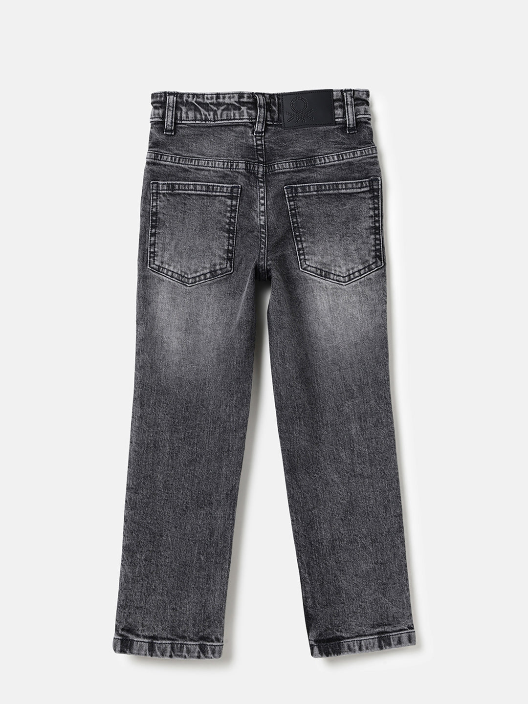 Boys Black Straight Fit Cotton Blend Denim with Distressed Detail