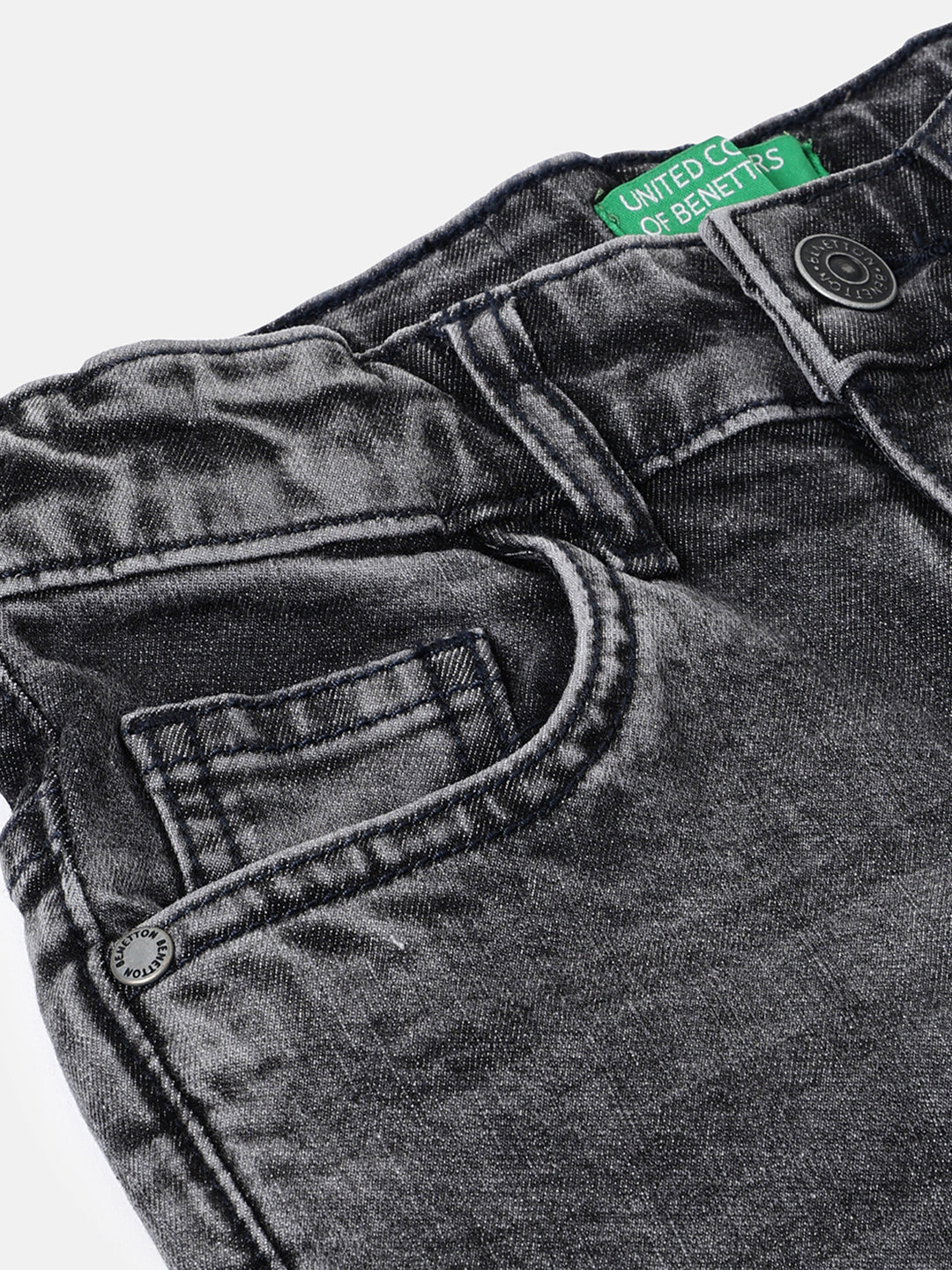 Boys Black Straight Fit Cotton Blend Denim with Distressed Detail