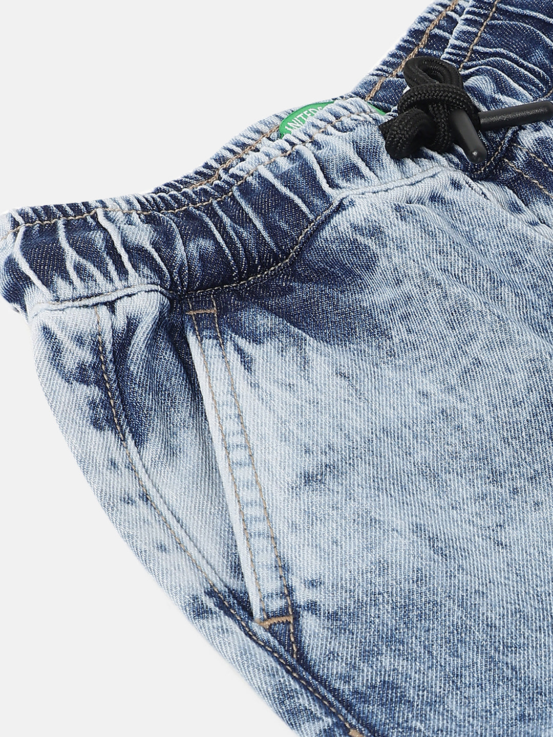 Girls Mid Wash Wide Leg Cargo Denim Trousers