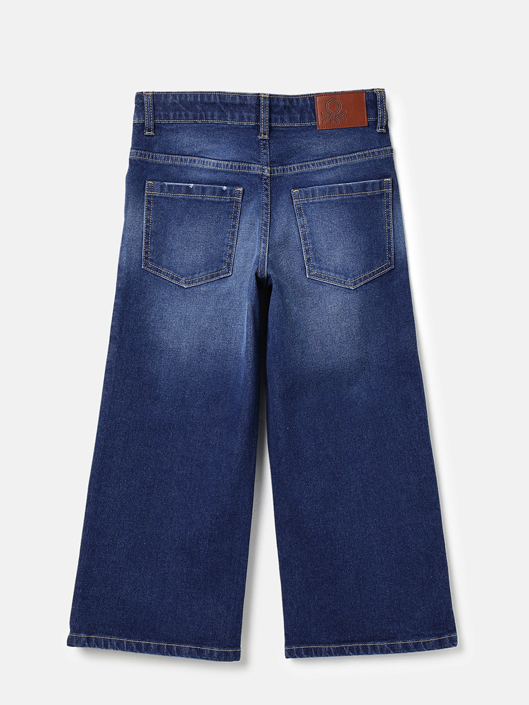 Boys Dark Blue Wide Leg Cotton Blend Denim with Stretch