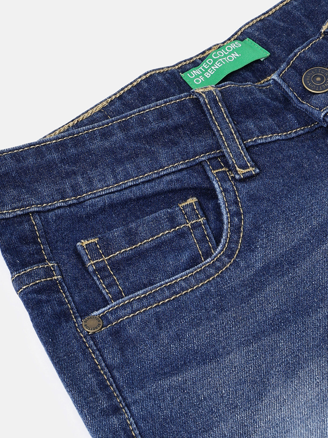 Boys Dark Blue Wide Leg Cotton Blend Denim with Stretch