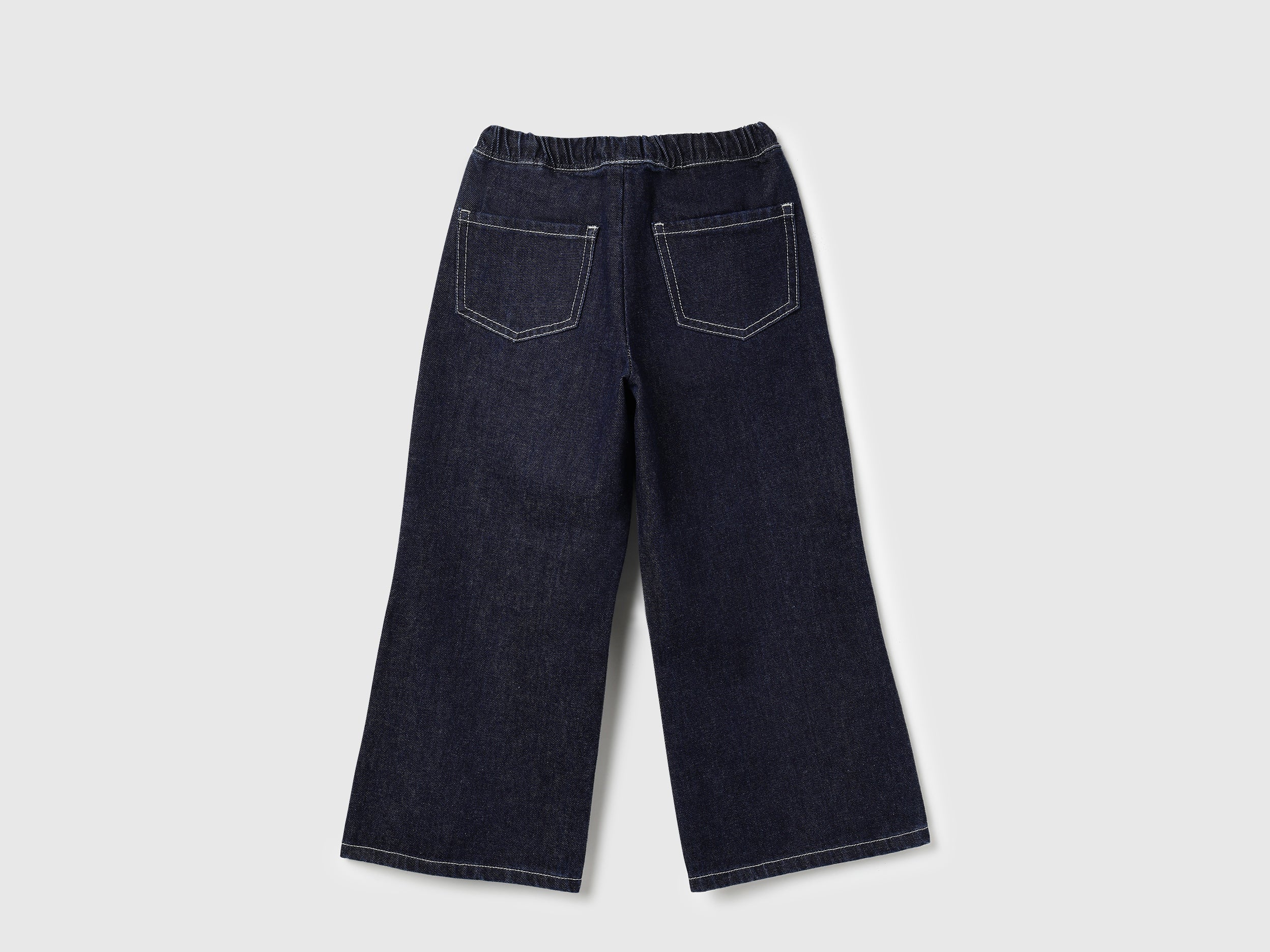 Girls Black Wide Leg Cotton Jeans