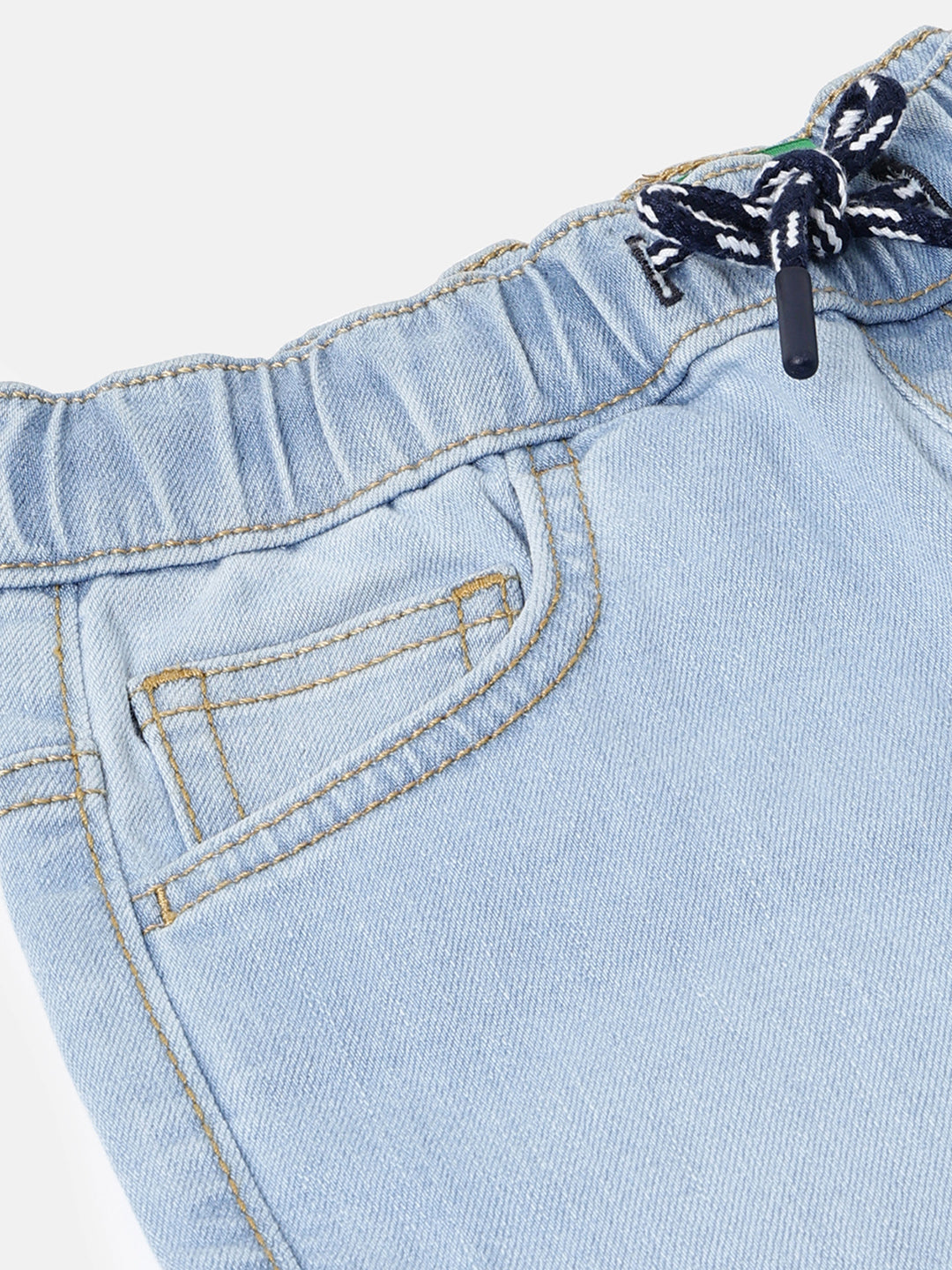 Boys Dark Blue Cotton Blend Double Pocket Cargo Denim