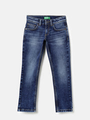 Boys Dark Wash Slim Fit Denim Jeans with Stretch