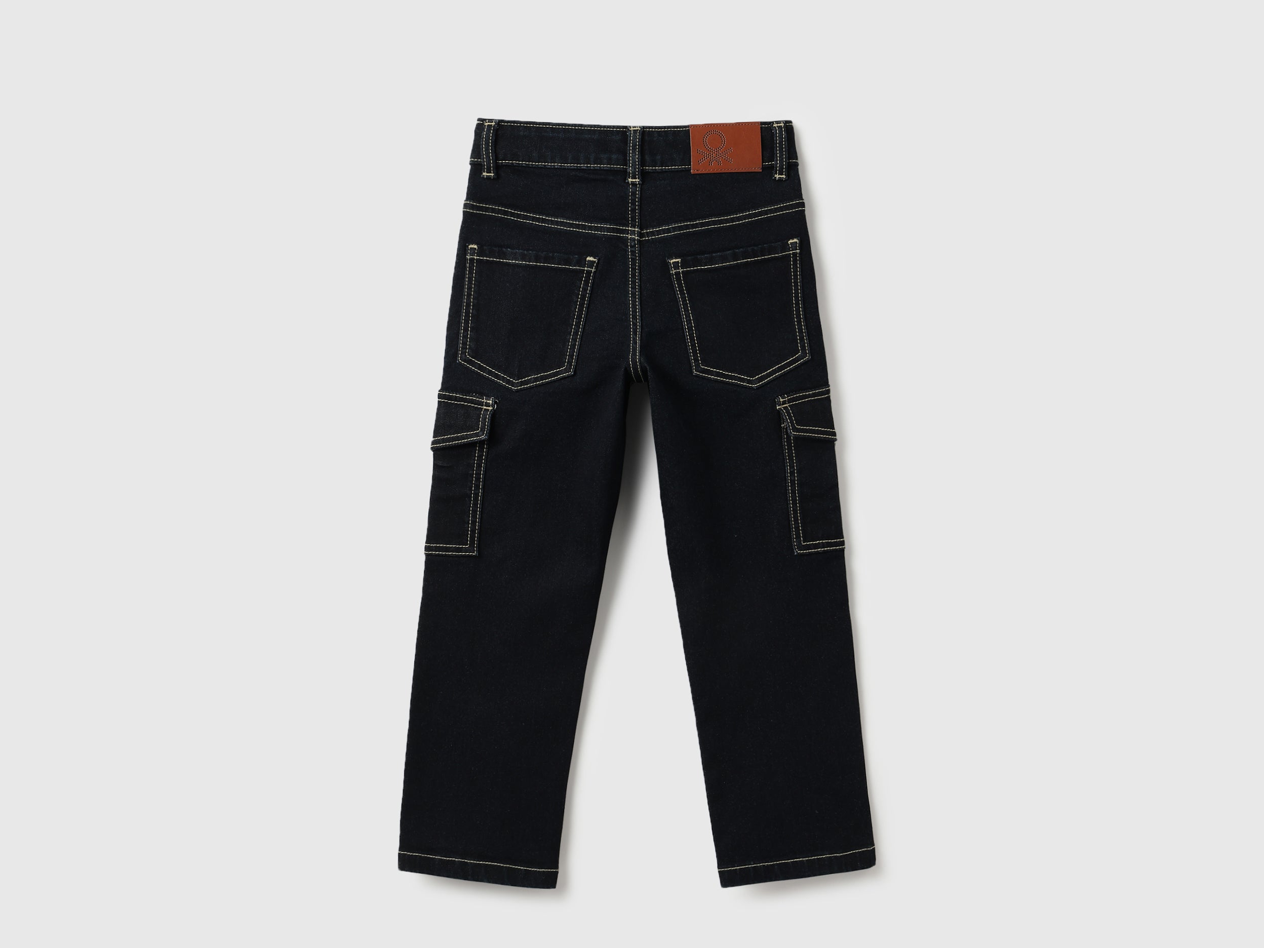 Boys Dark Wash Cargo Denim – Straight Fit
