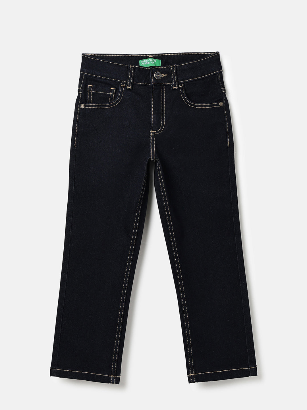 Boys Dark Wash Straight Fit Icon Embroidery Denim