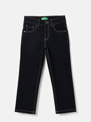 Boys Dark Wash Straight Fit Icon Embroidery Denim