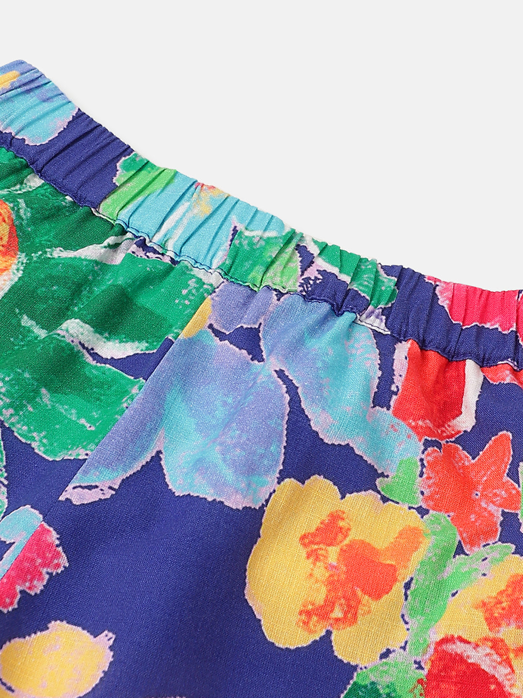 Girls Purple Floral Cotton Slub Shorts Regular Fit