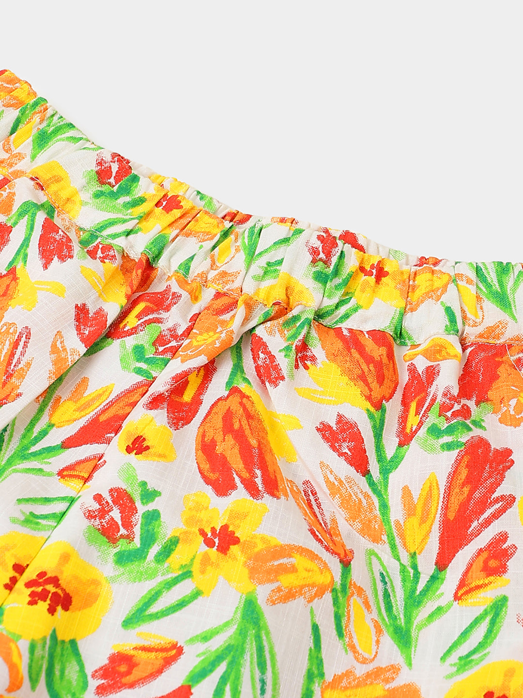 Girls Multi Tulip Floral Cotton Slub Shorts