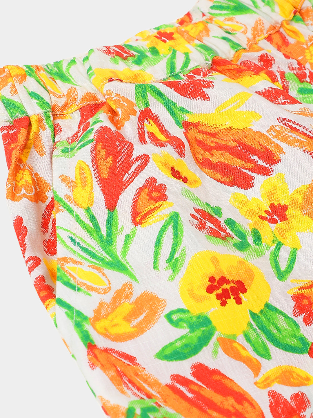 Girls Multi Tulip Floral Cotton Slub Shorts