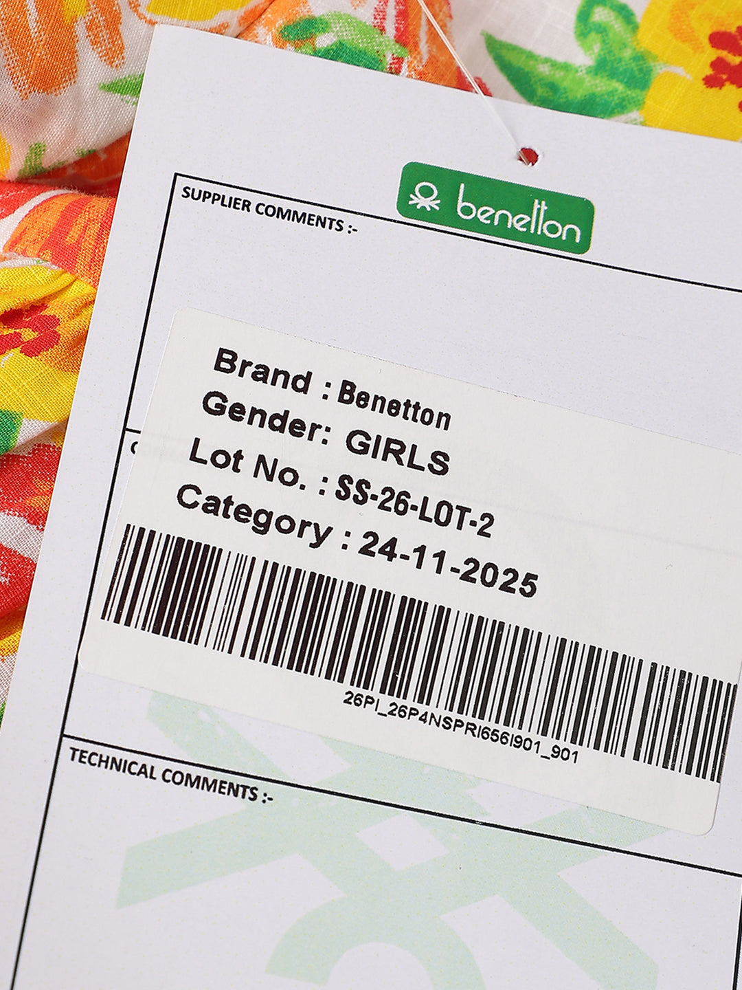 Girls Multi Floral Cotton Slub Tulip Dress