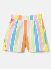 Girls Candy Multi Stripe Cotton Shorts