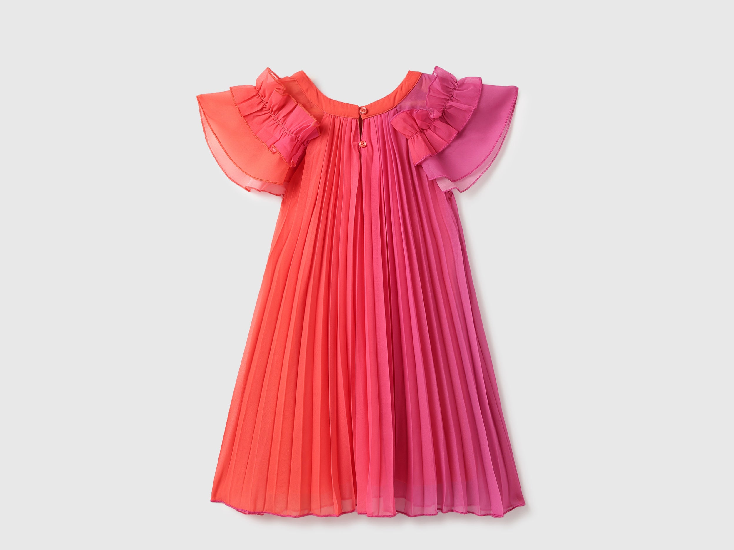 Girls Fuchsia Ombre Pleated Polyester Dress