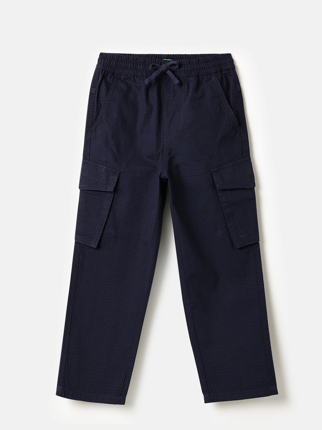 Boys Navy Cotton Ripstop Cargo Pants – Regular Fit