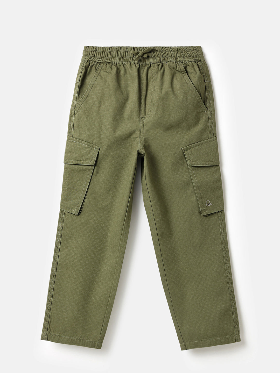 Boys Olive Cotton Ripstop Cargo Pants – Regular Fit