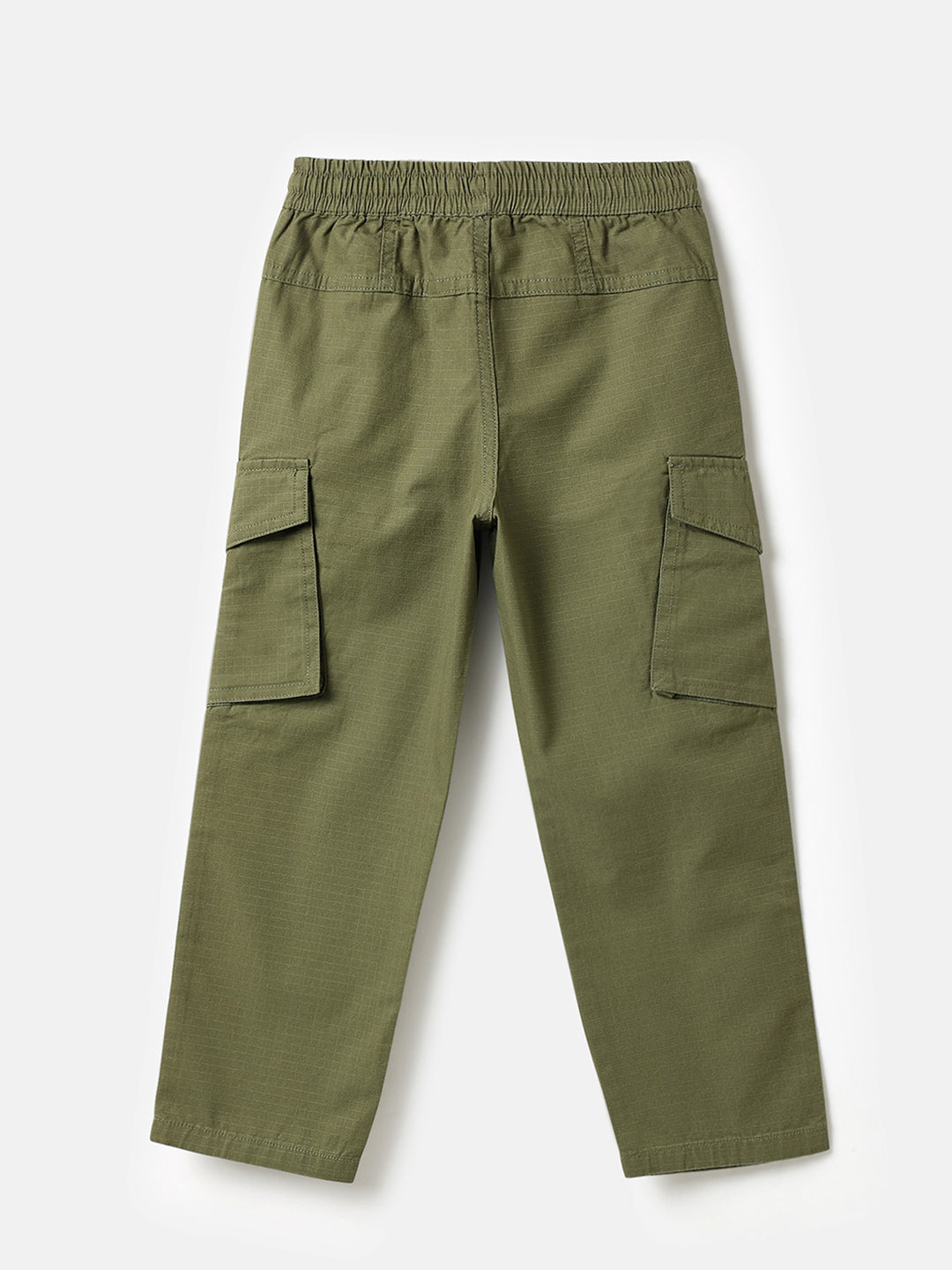 Boys Olive Cotton Ripstop Cargo Pants – Regular Fit