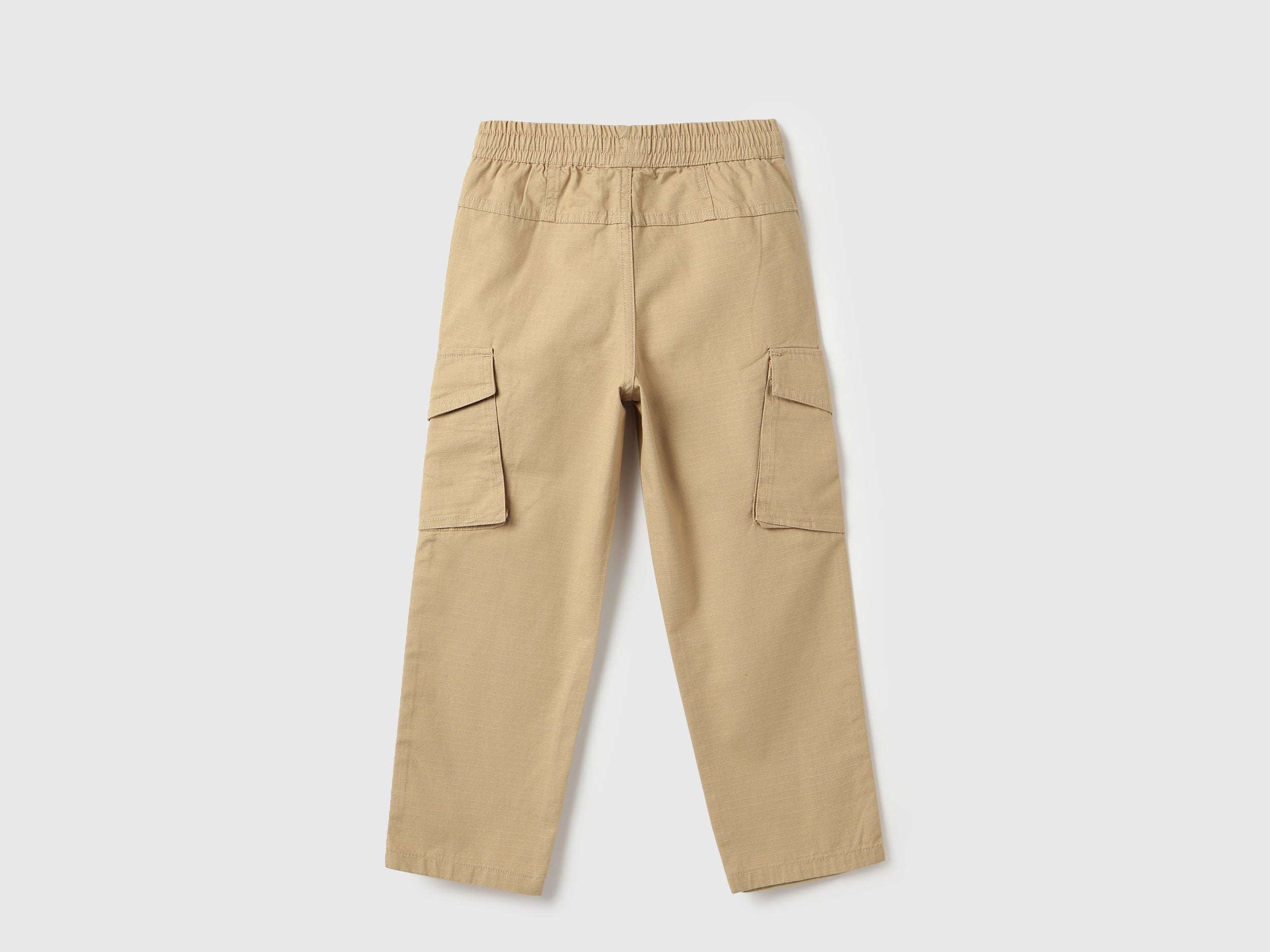 Boys Beige Cotton Ripstop Cargo Pants – Regular Fit