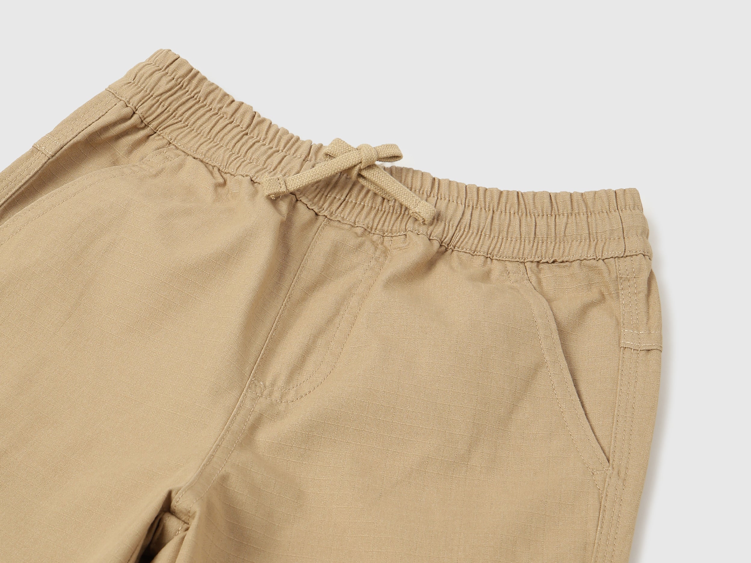 Boys Beige Cotton Ripstop Cargo Pants – Regular Fit