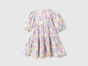 Girls Pure Cotton Printed Tiered Casual Dress