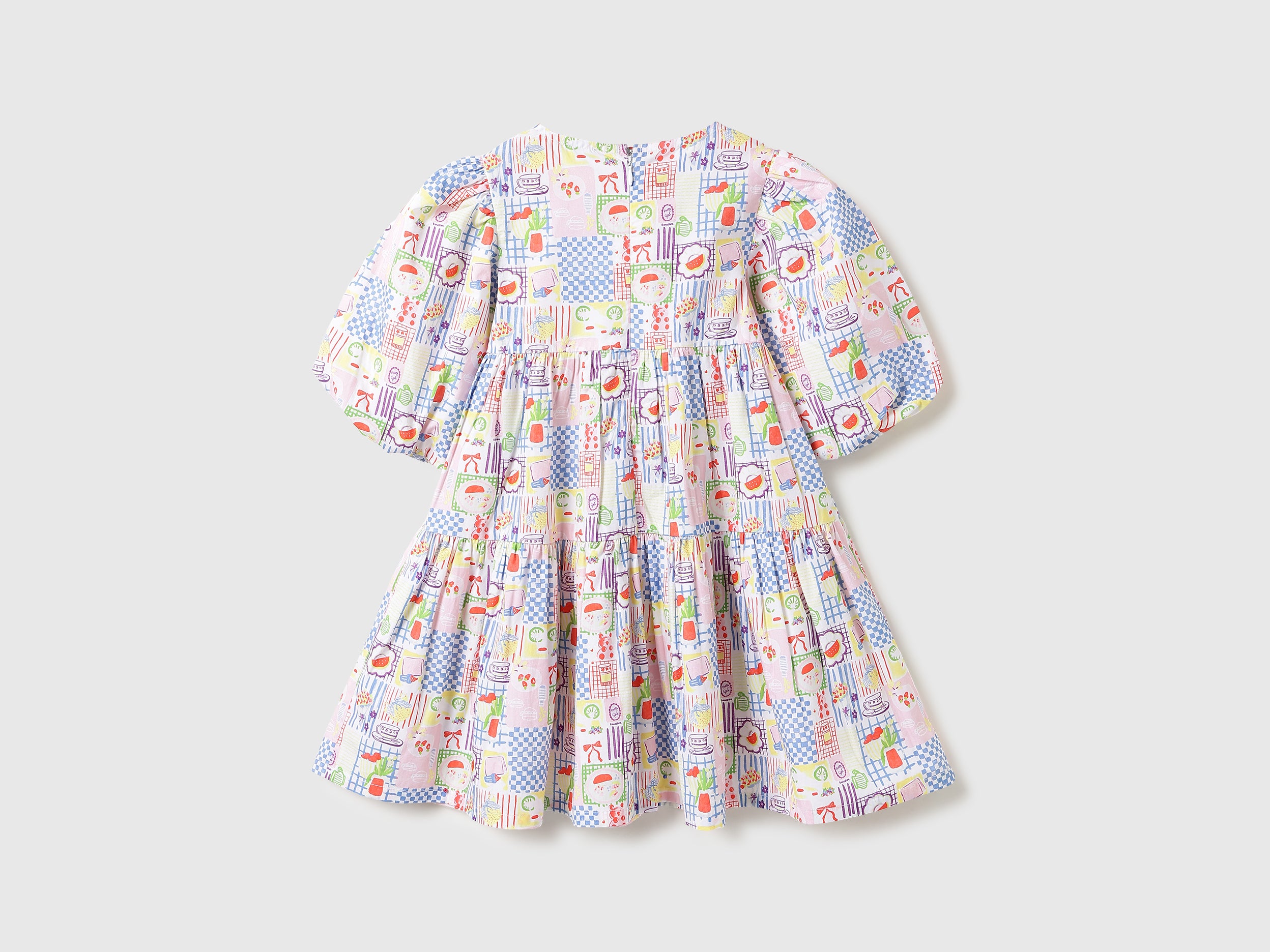 Girls Pure Cotton Printed Tiered Casual Dress