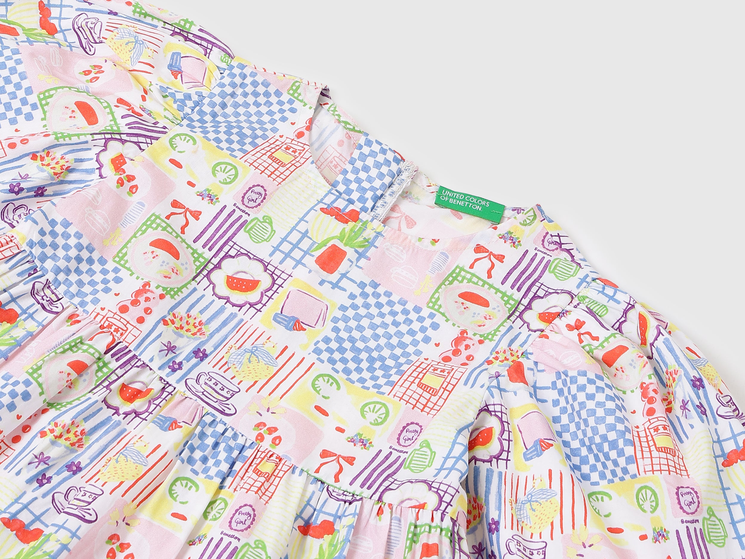 Girls Pure Cotton Printed Tiered Casual Dress