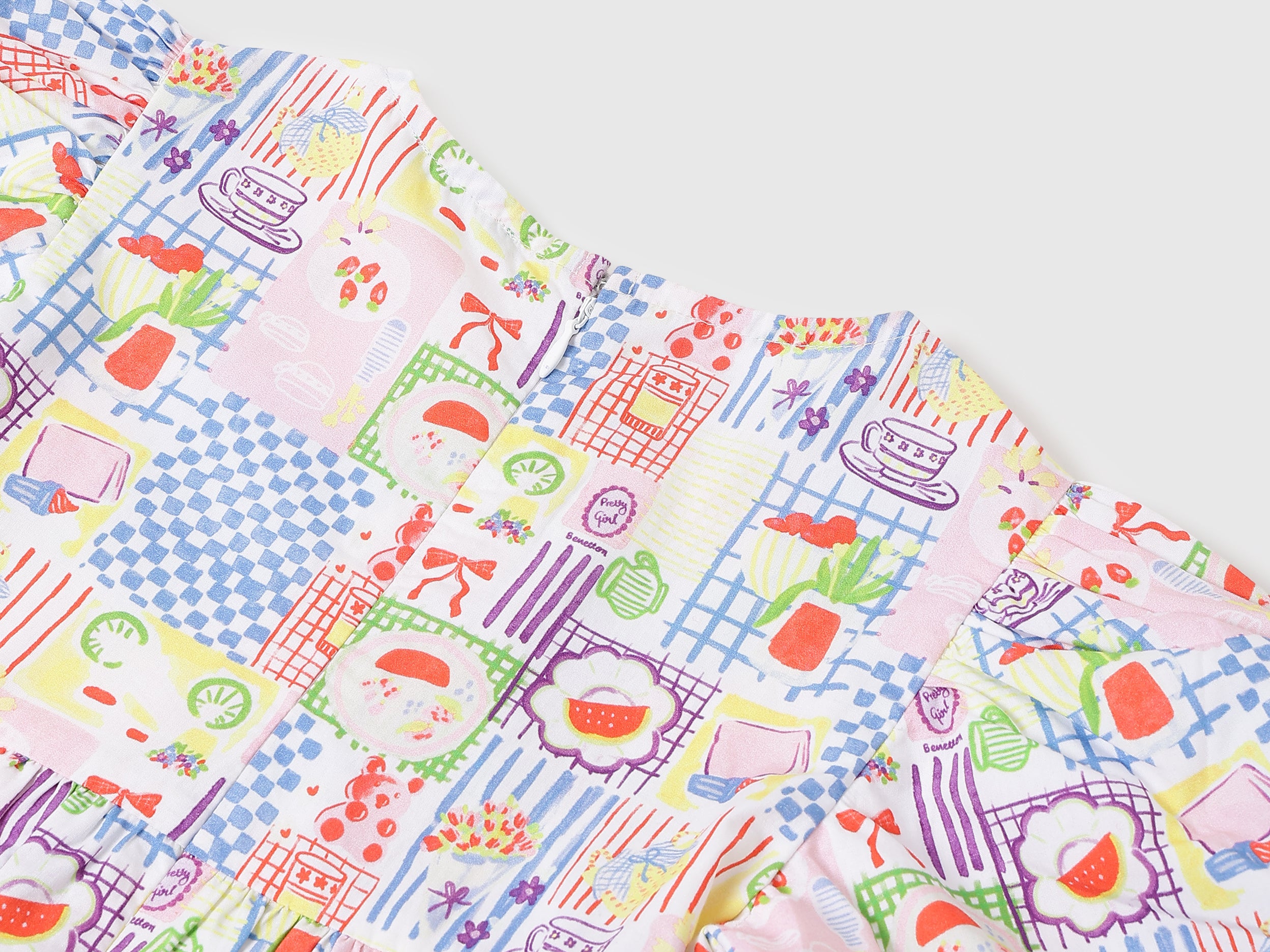 Girls Pure Cotton Printed Tiered Casual Dress