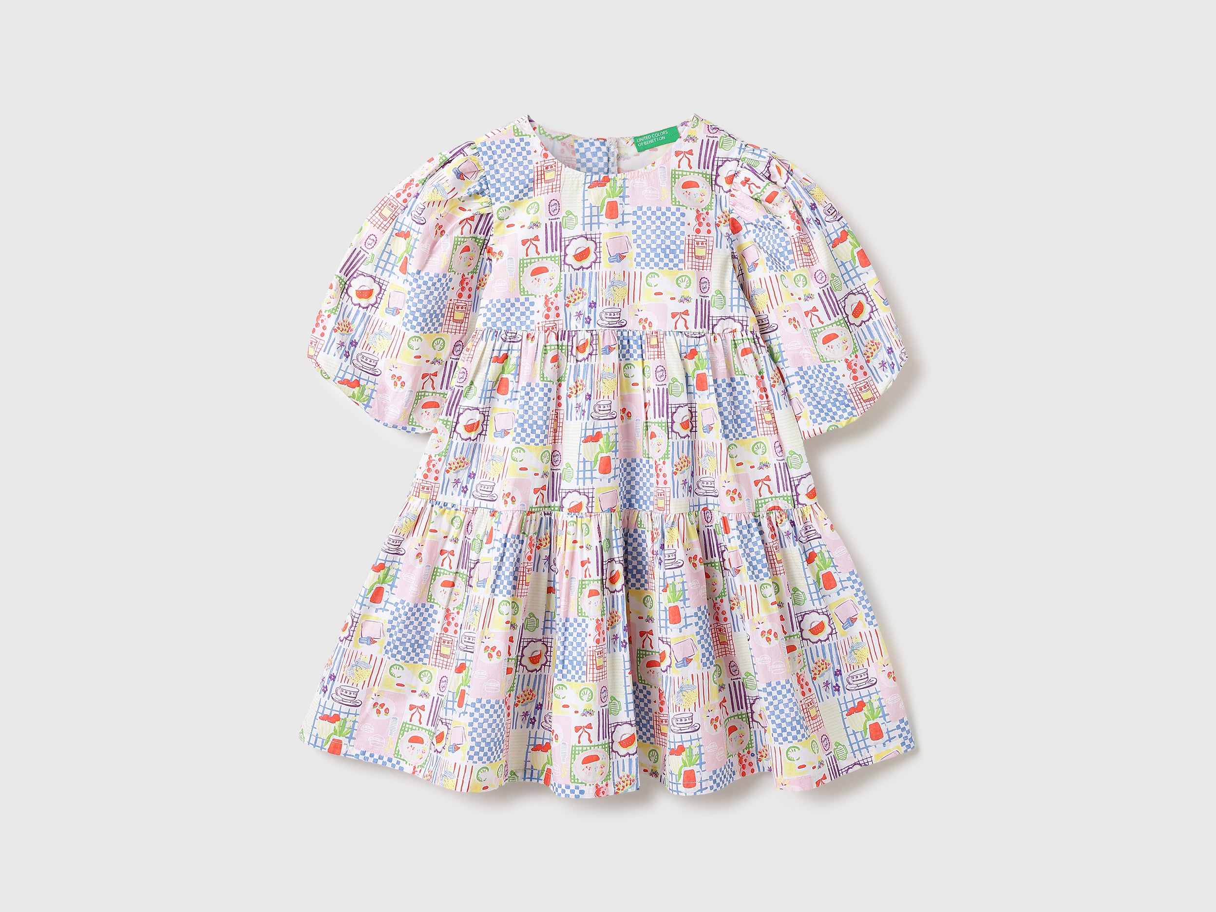 Girls Pure Cotton Printed Tiered Casual Dress