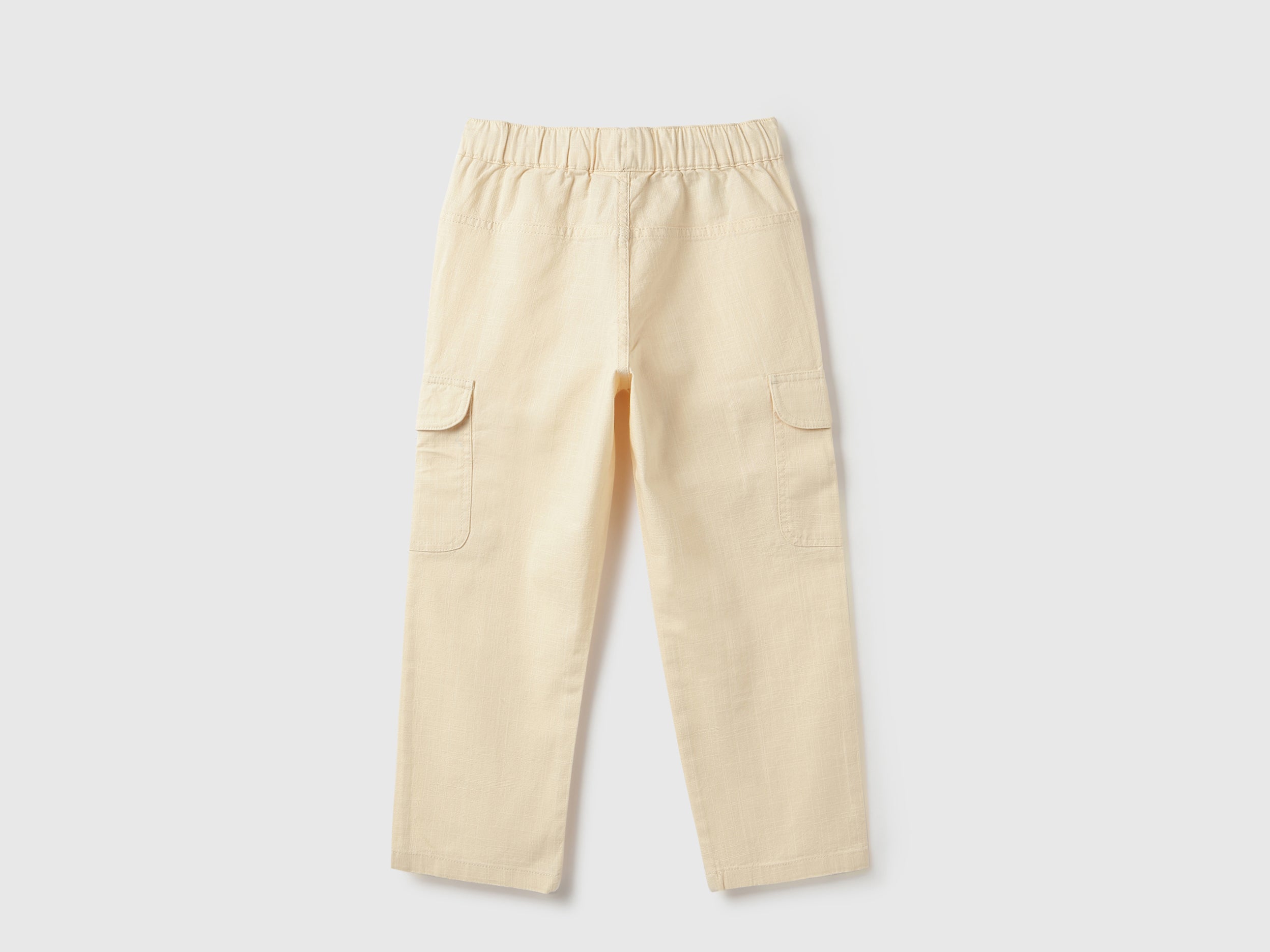 Boys Ecru Cotton Slub Cargo Pants – Loose Fit