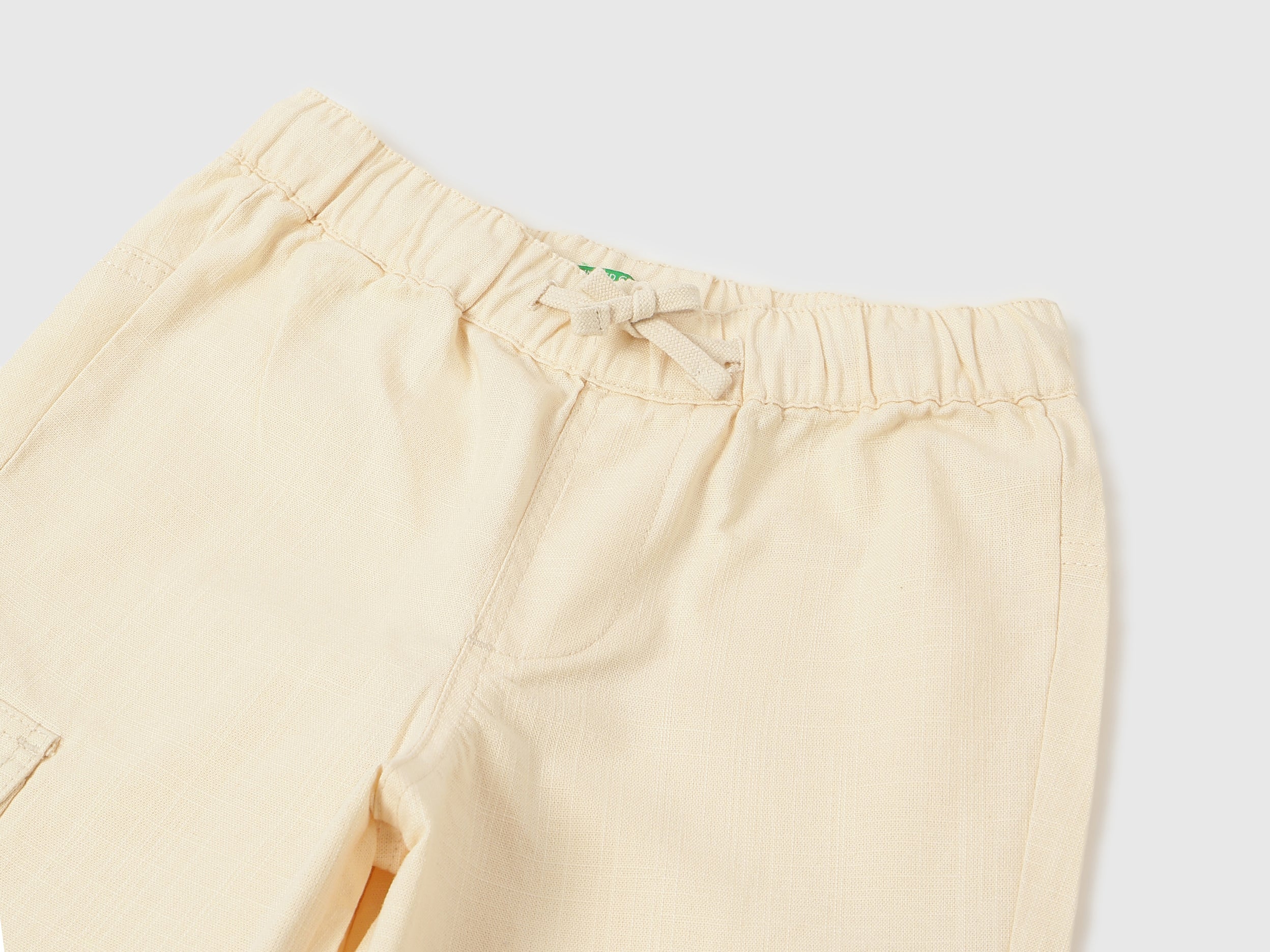 Boys Ecru Cotton Slub Cargo Pants – Loose Fit