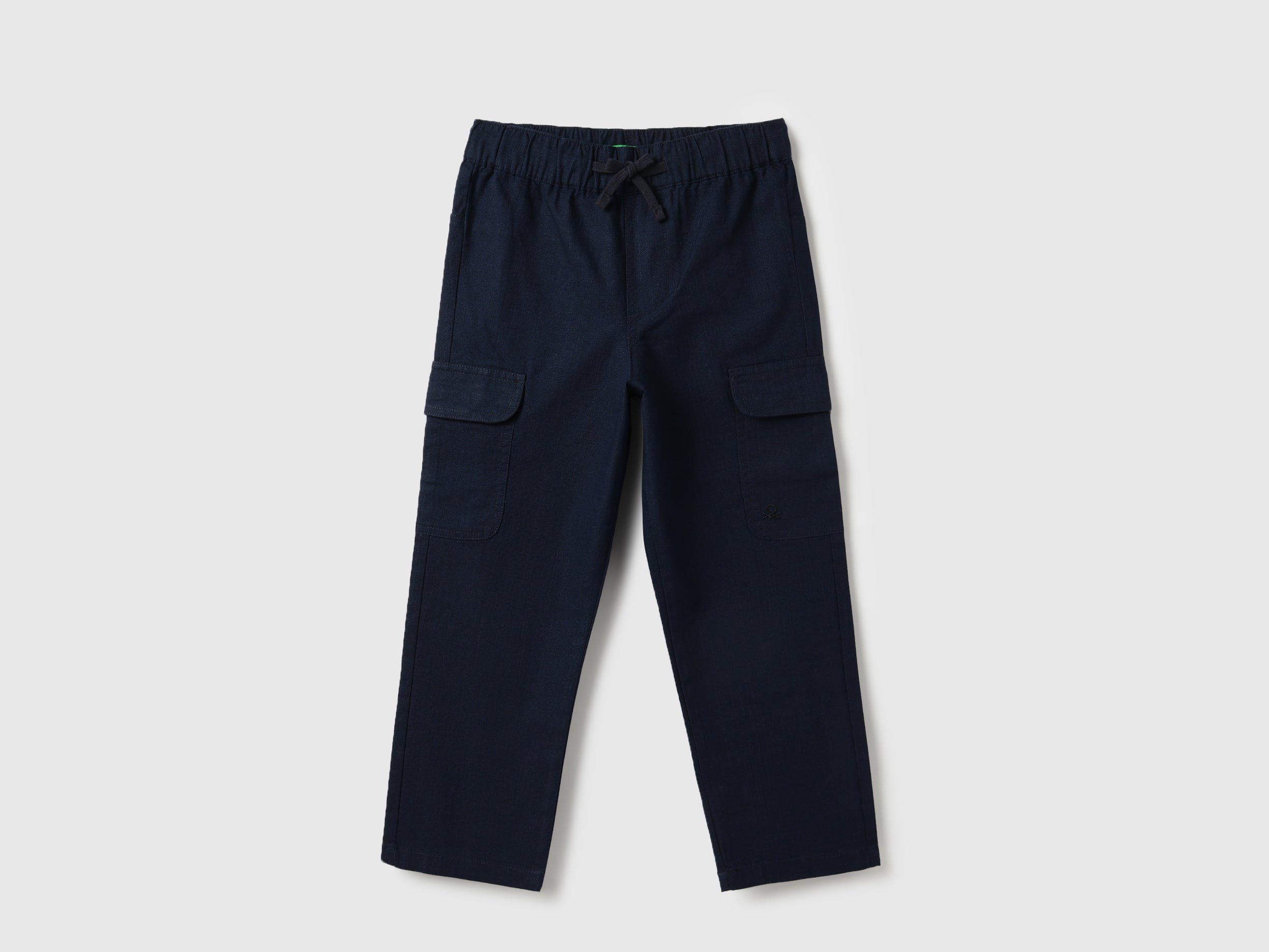 Boys Navy Cotton Slub Cargo Pants – Loose Fit
