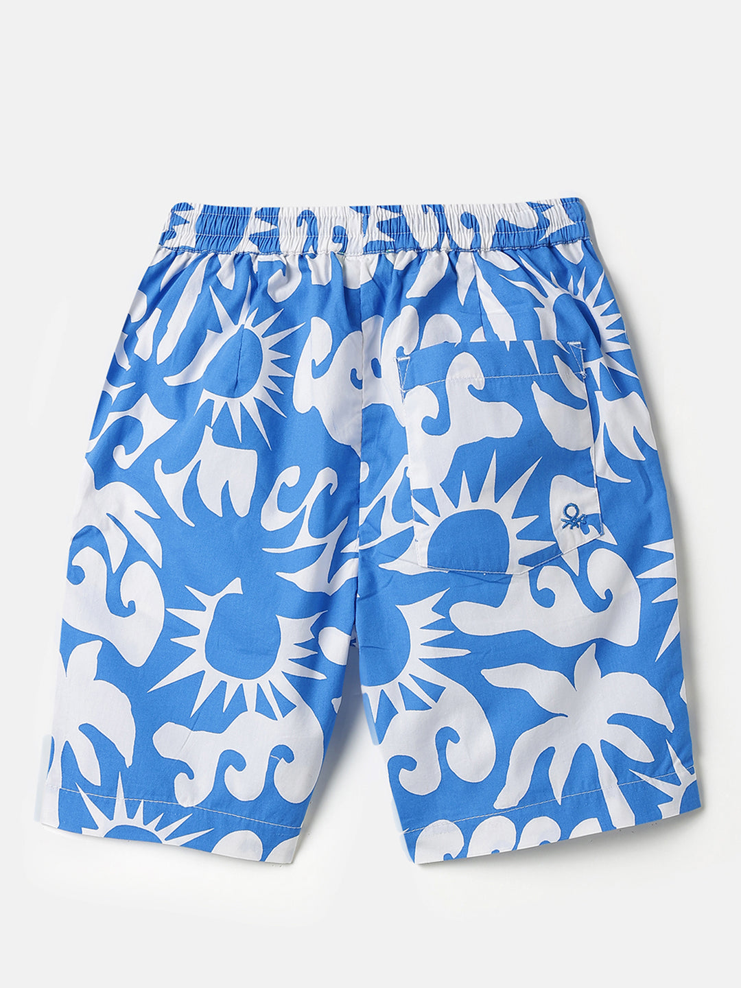 Boys Blue Printed Cotton Summer Shorts – Regular Fit
